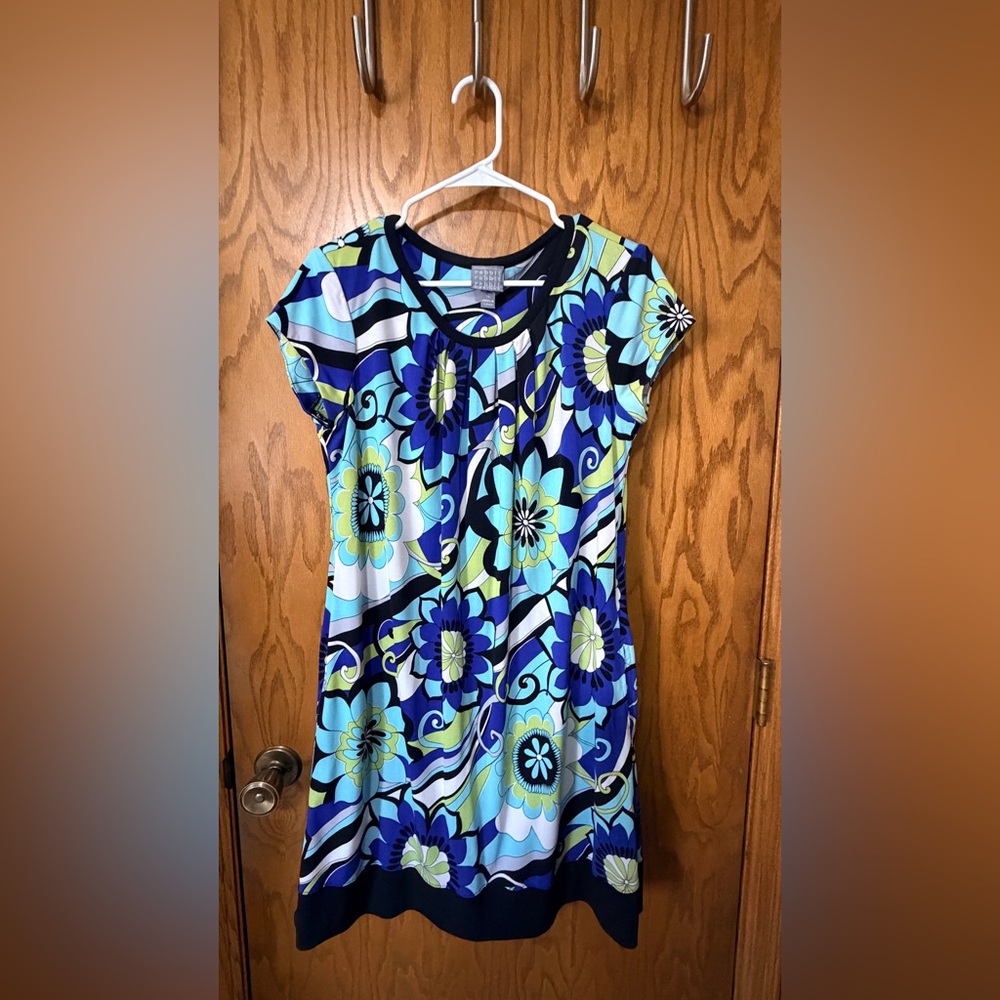 Rabbit Rabbit Rabbit Blue and Green Patterned Dress